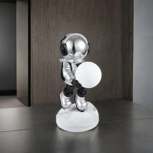 Lighted Astronaut Sculpture Black & Silver Small by Finesse Decor AST-001SM-BLK/SLV