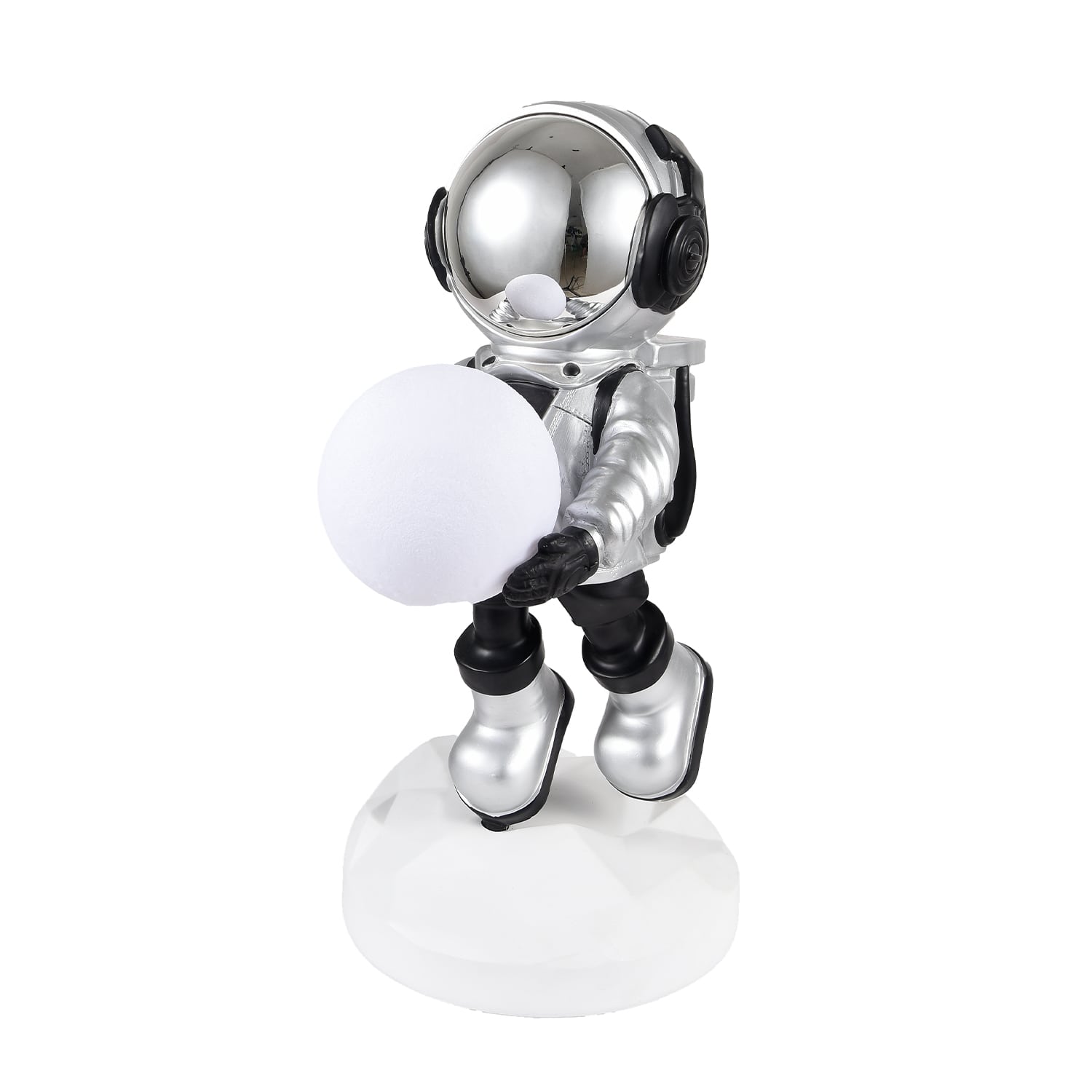 Lighted Astronaut Sculpture Black & Silver Small by Finesse Decor AST-001SM-BLK/SLV