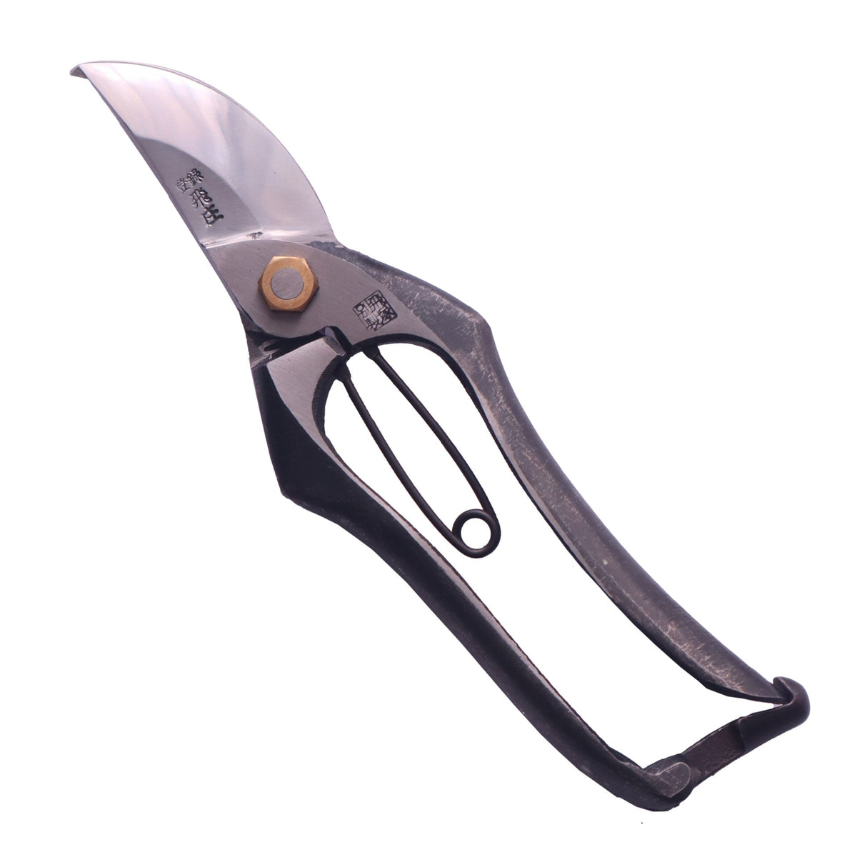 Tobisho Aogami Steel Pruning Shears (PS-07) – studio shot, closed, front