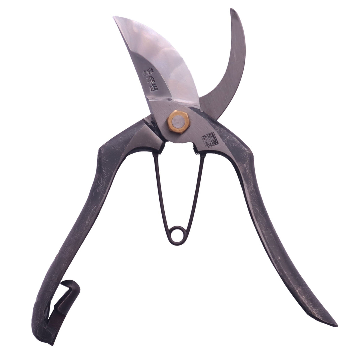 Tobisho Aogami Steel Pruning Shears (PS-07) – studio shot, open, curved bypass blade