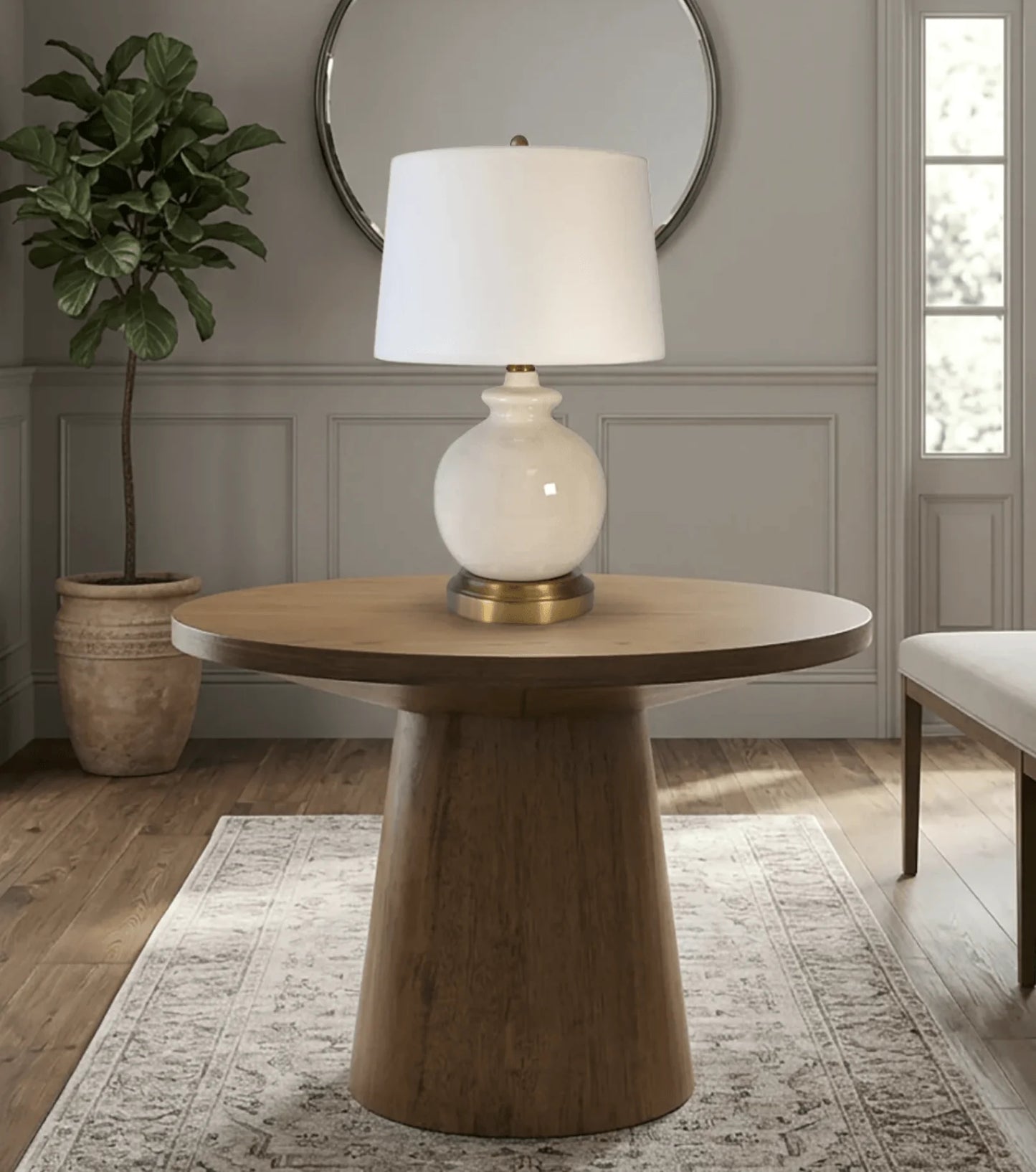 Cord-free table lamp designed for bedrooms and hospitality spaces