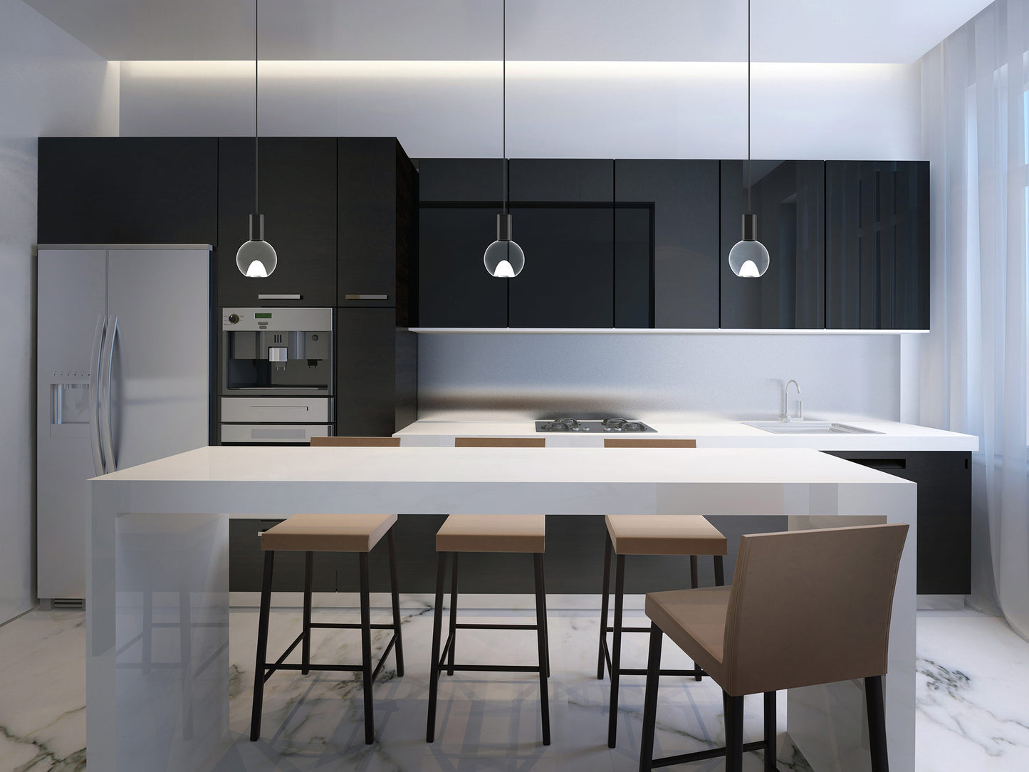 BlackJack Lighting Acrylic Globe 3" Small Pendant Light