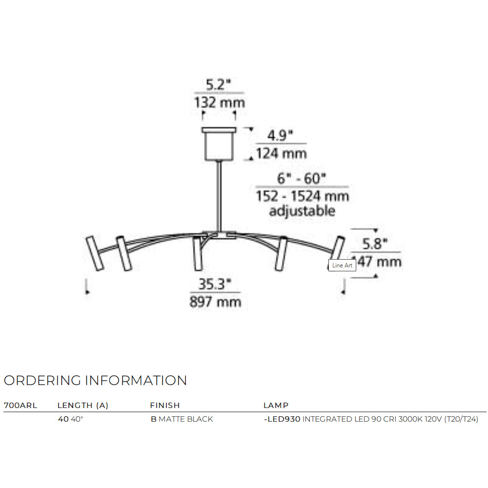 Aerial 55-inch Black LED Chandelier by Visual & Comfort & Co