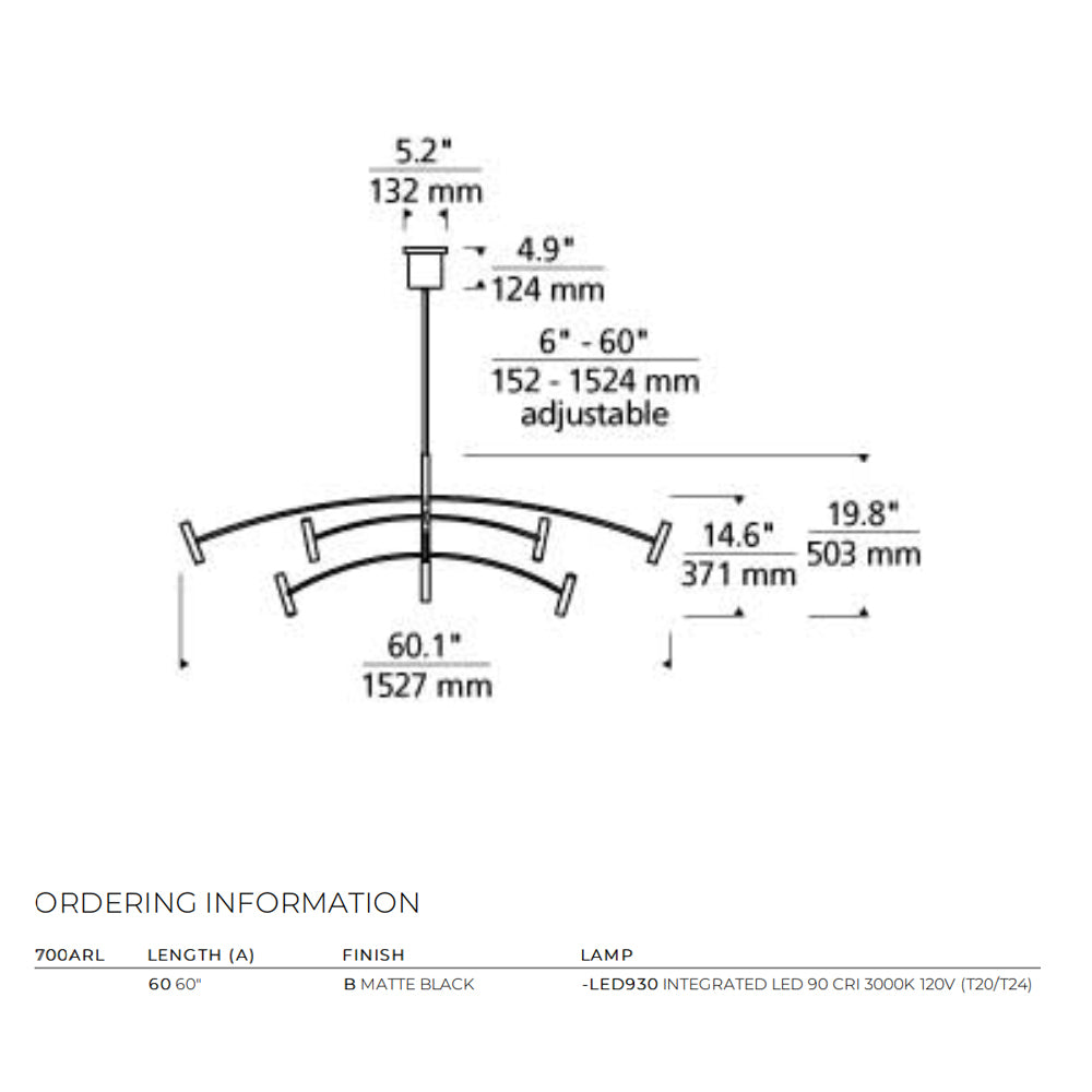 Aerial Chandelier 60In LED Suspension Light by Visual & Comfort & Co