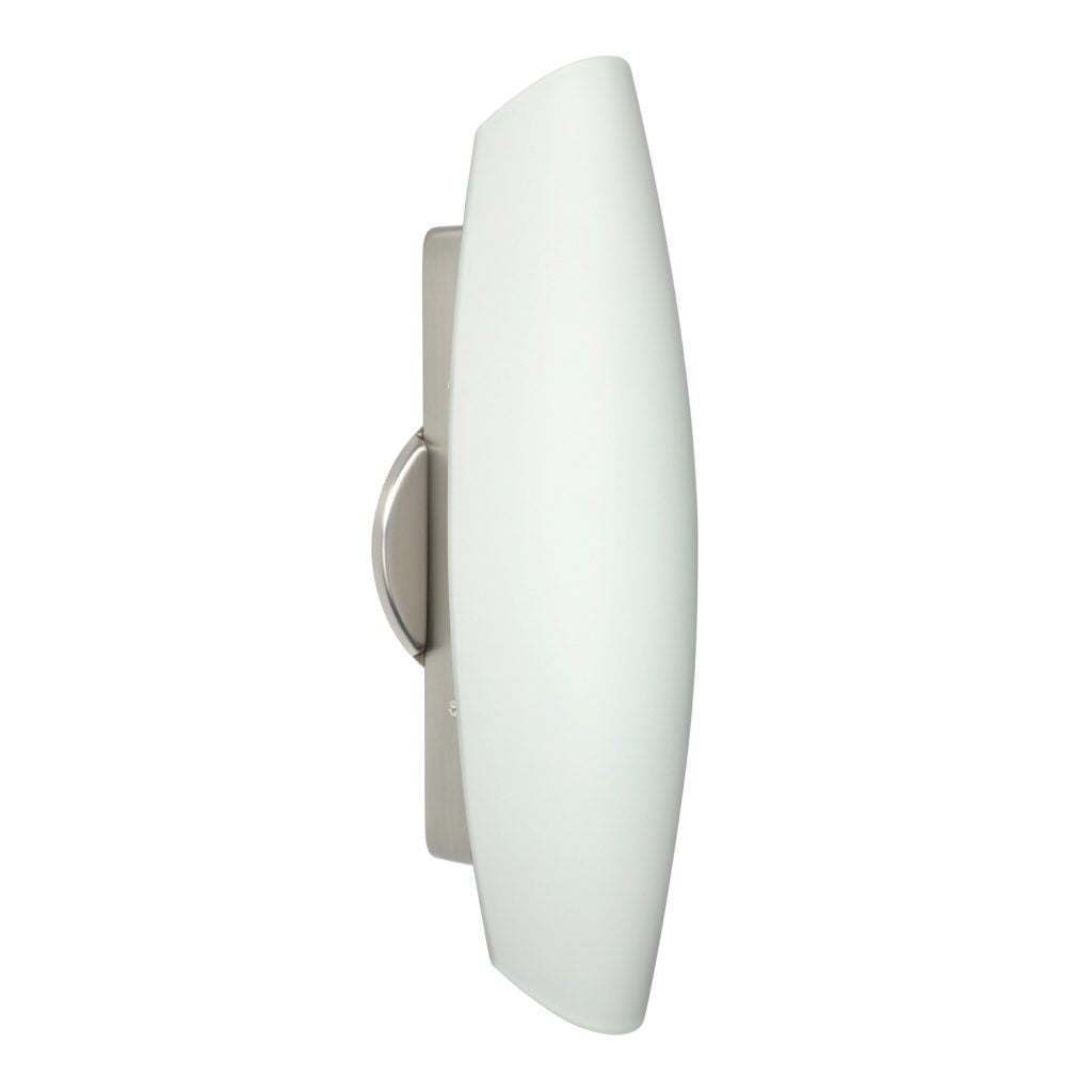 Contemporary glass wall light with black finish and opal matte shade