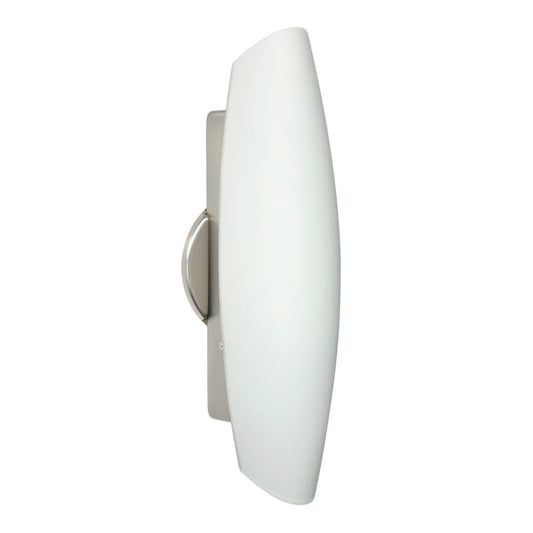 Contemporary glass wall light with black finish and opal matte shade
