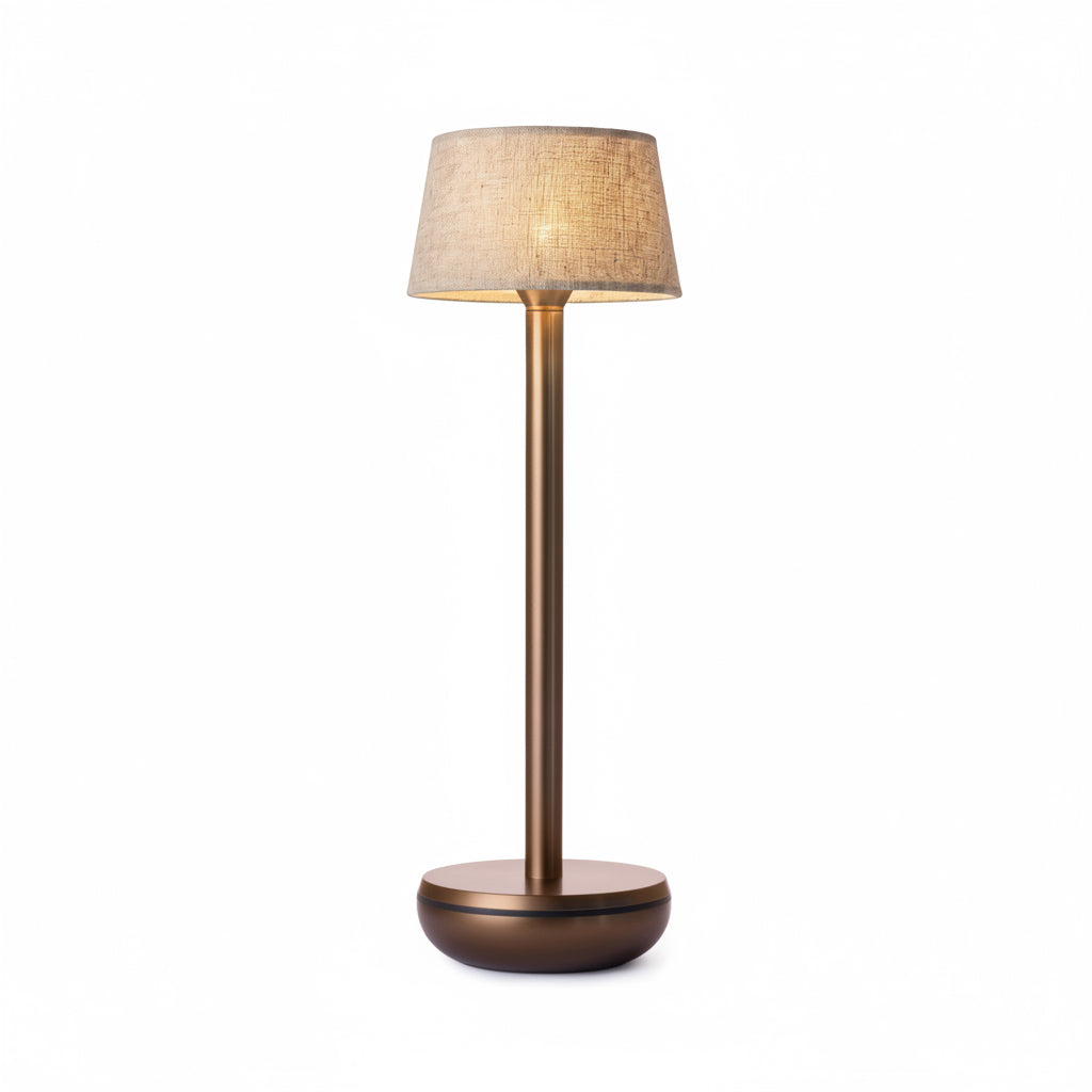 Humble Air V2 Cordless Table Lamp by Humble, Bronze with Beige Linen Shade (image 2)
