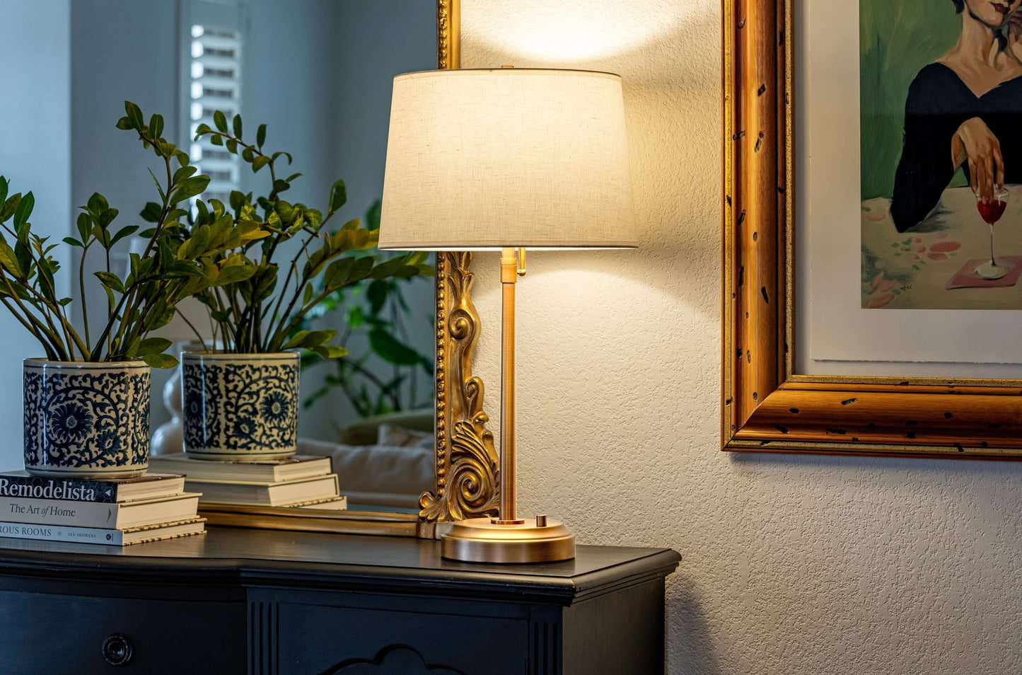 Alexis Rechargeable Table Lamp in Antique Brass