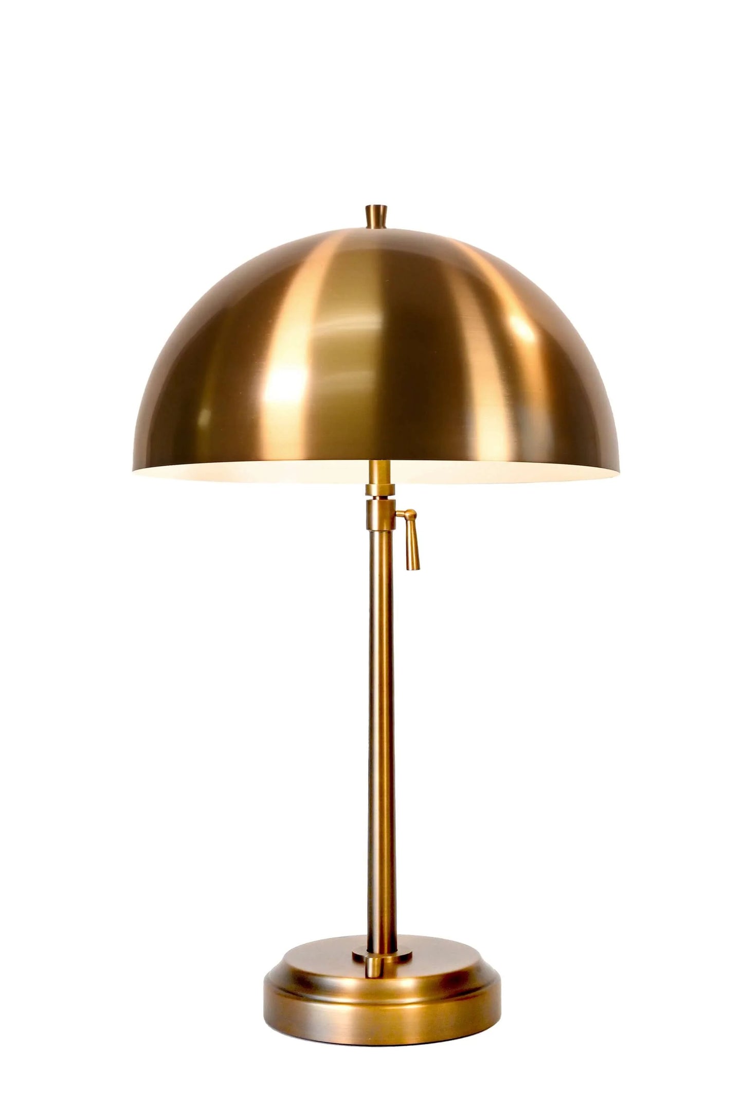 Portable rechargeable table lamp with brass finish for living rooms and offices