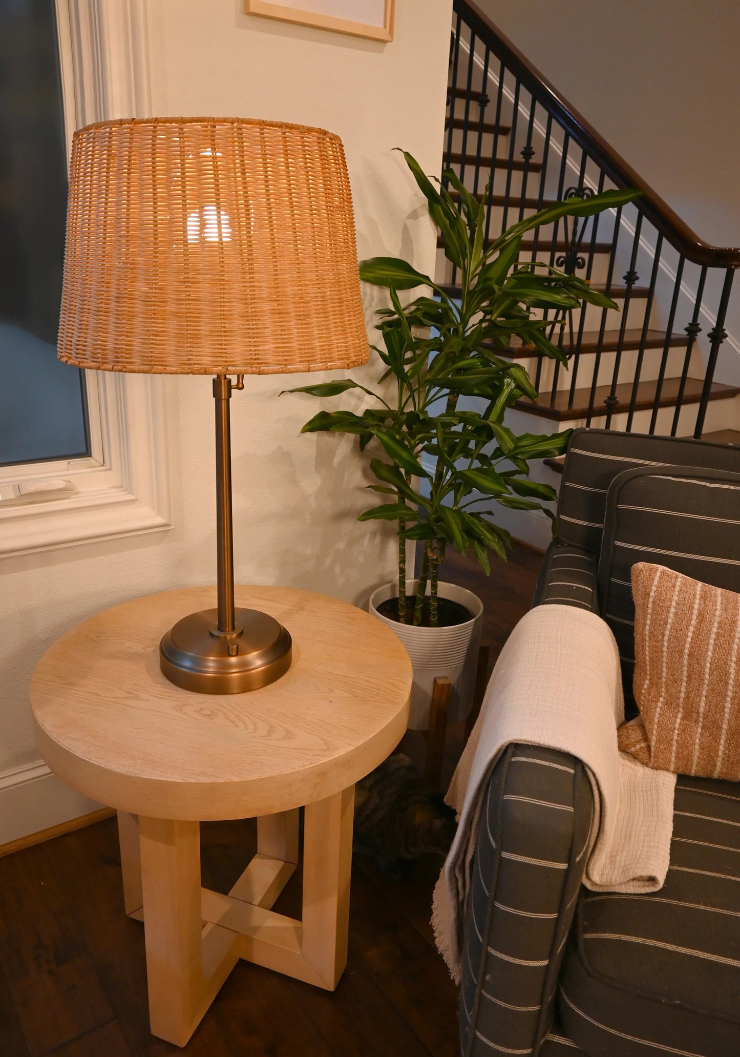 Alexis Cordless Table Lamp illuminating outdoor patio