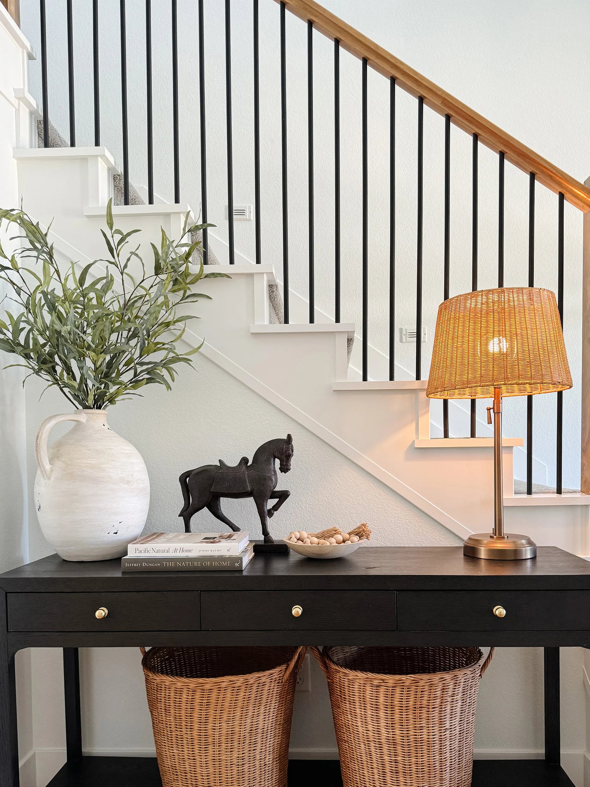 Detail of Alexis Cordless Table Lamp rattan shade texture