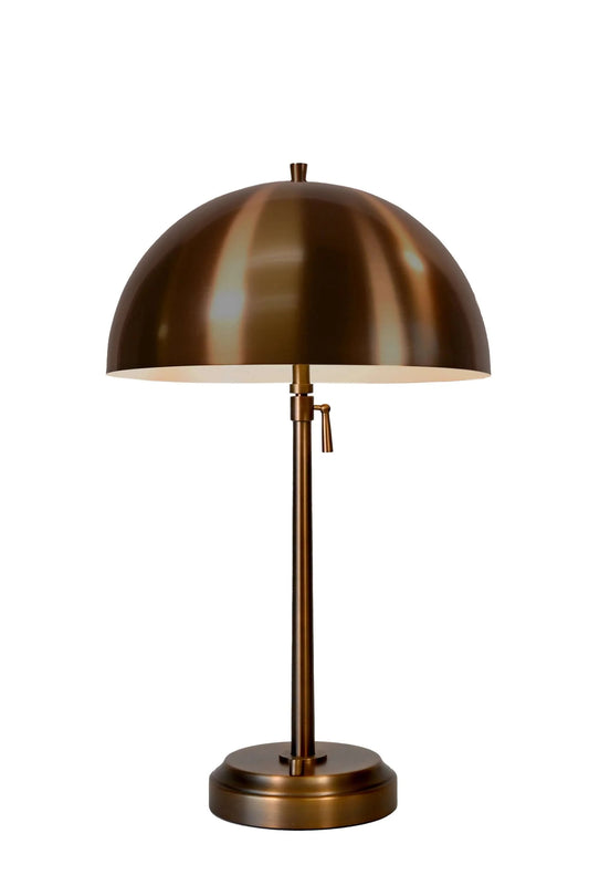 Alexis rechargeable cordless table lamp in dark antique brass with metal dome shade