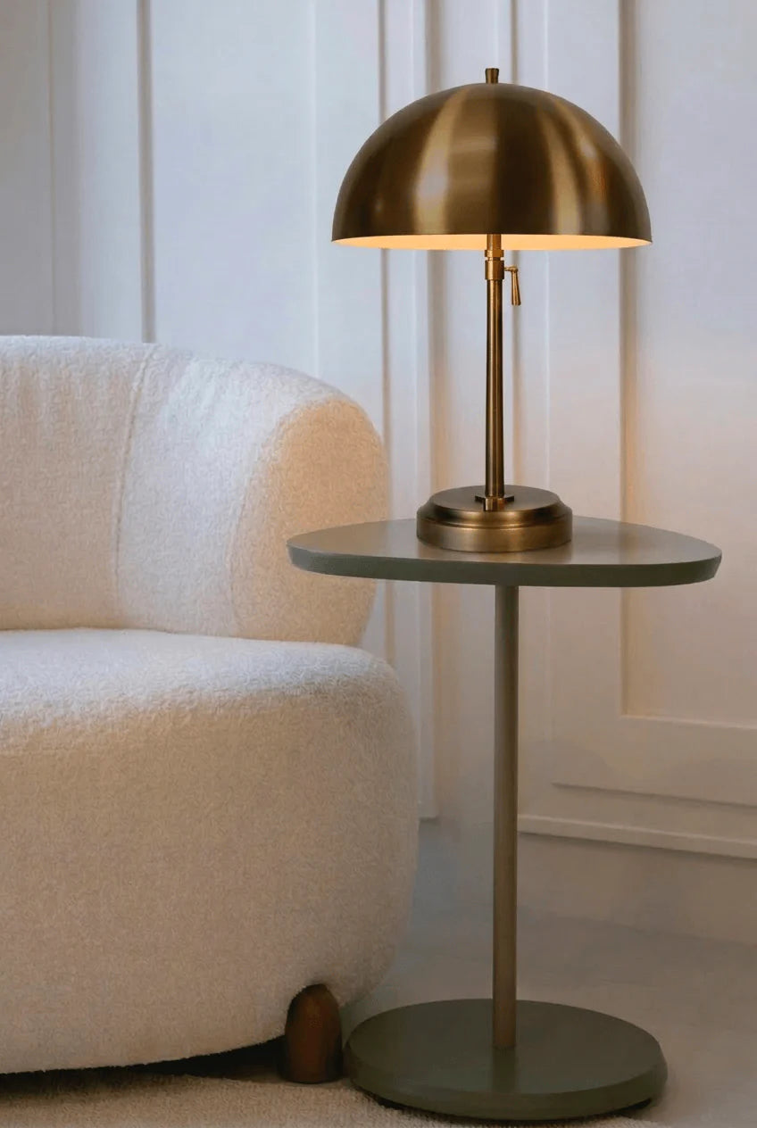 Alexis metal dome table lamp in dark antique brass for bedroom nightstand