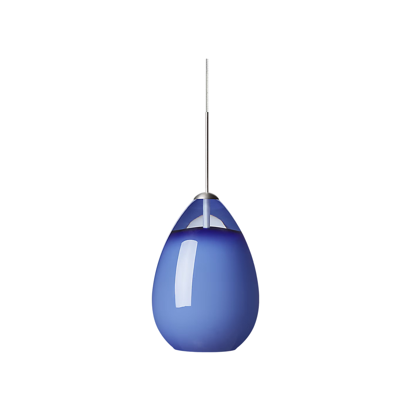 Contemporary blue glass pendant light for kitchen island or entryway
