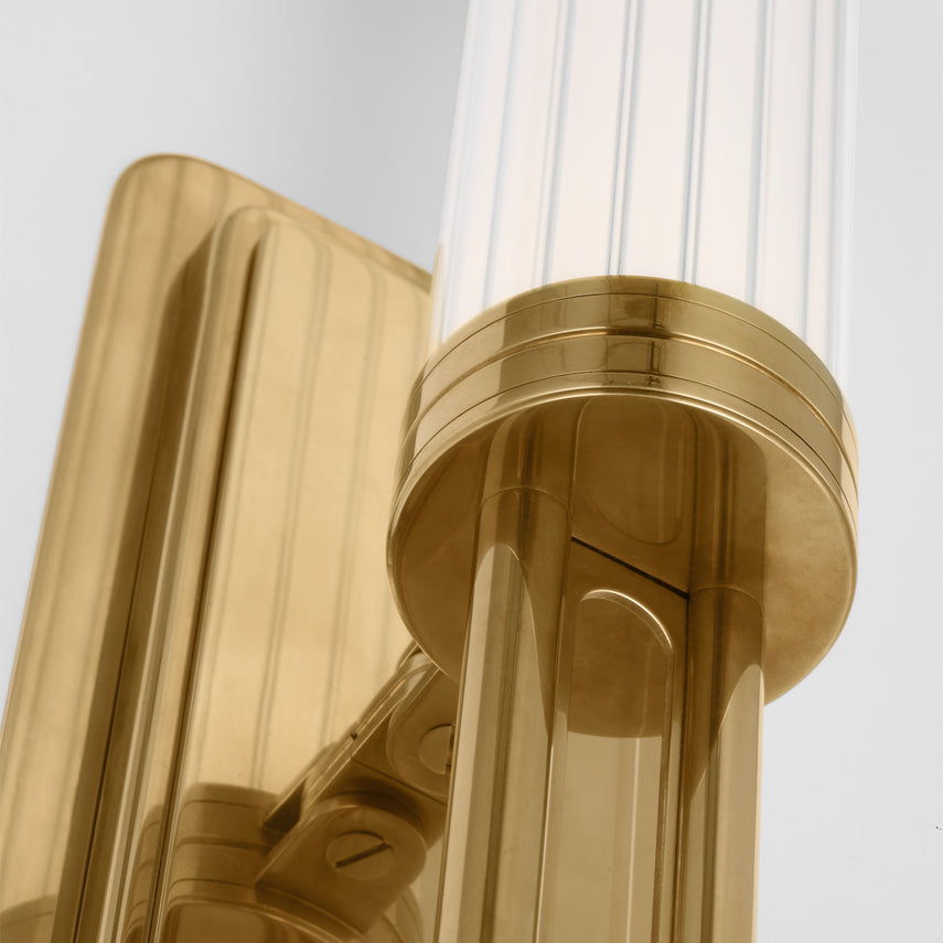 Avroko Alo Extra Large LED Fluted Glass Wall Sconce Natural Brass by Visual & Comfort & Co