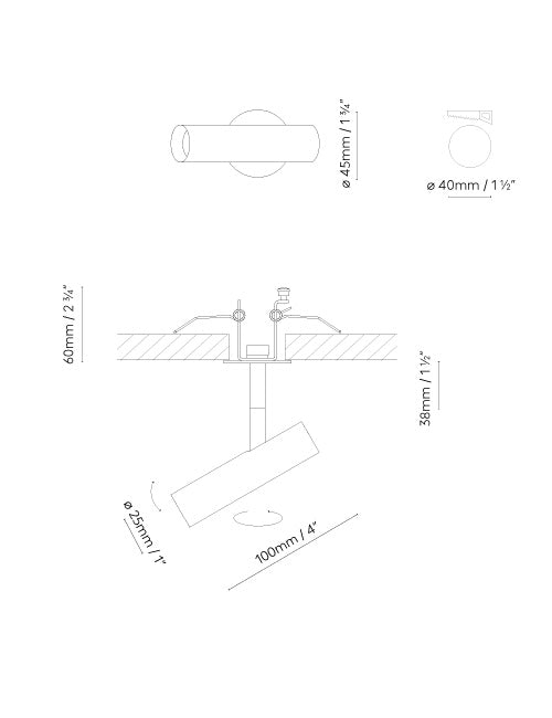 B.lux Anvil Spot Slim dimension drawing