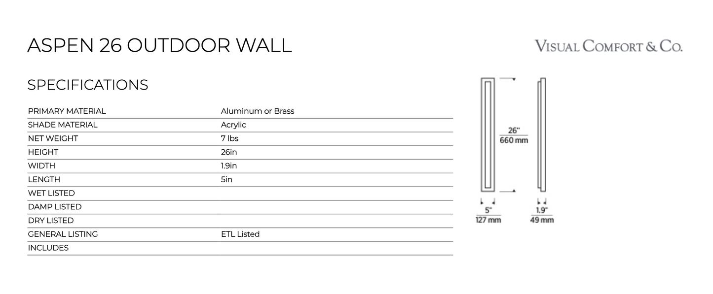 Aspen 26-inch Outdoor Wall Light by Visual & Comfort & Co