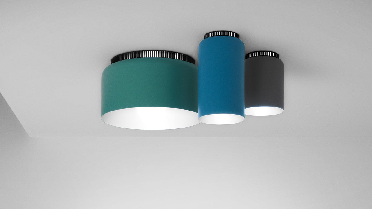 Aspen C ceiling lamps in teal, blue and grey