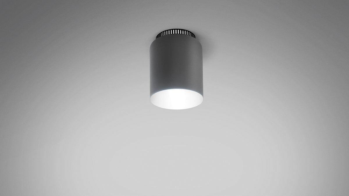Aspen C ceiling lamp in grey with a glowing white interior