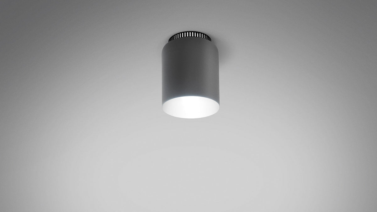 Aspen C ceiling lamp in grey with a glowing white interior