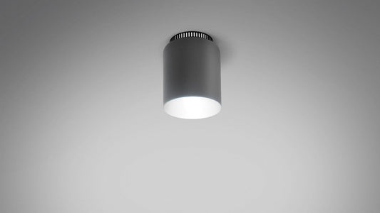 Aspen C ceiling lamp in grey with a glowing white interior