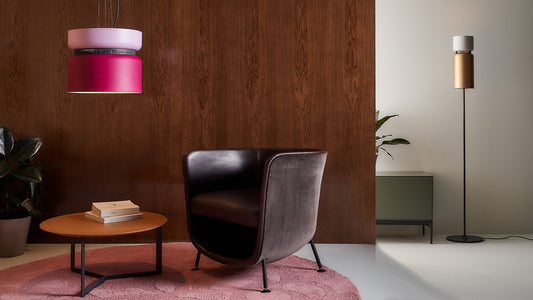 B.lux Aspen pendant in a lounge with a leather armchair