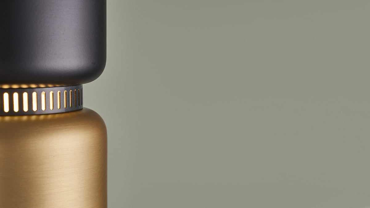 Close-up of the join between the two shades of a B.lux Aspen pendant