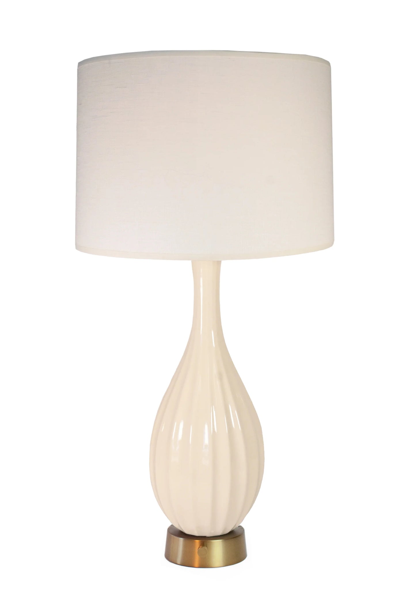 Ava Ivory Ceramic Cordless Table Lamp with Brass Mini Base by Modern Lantern