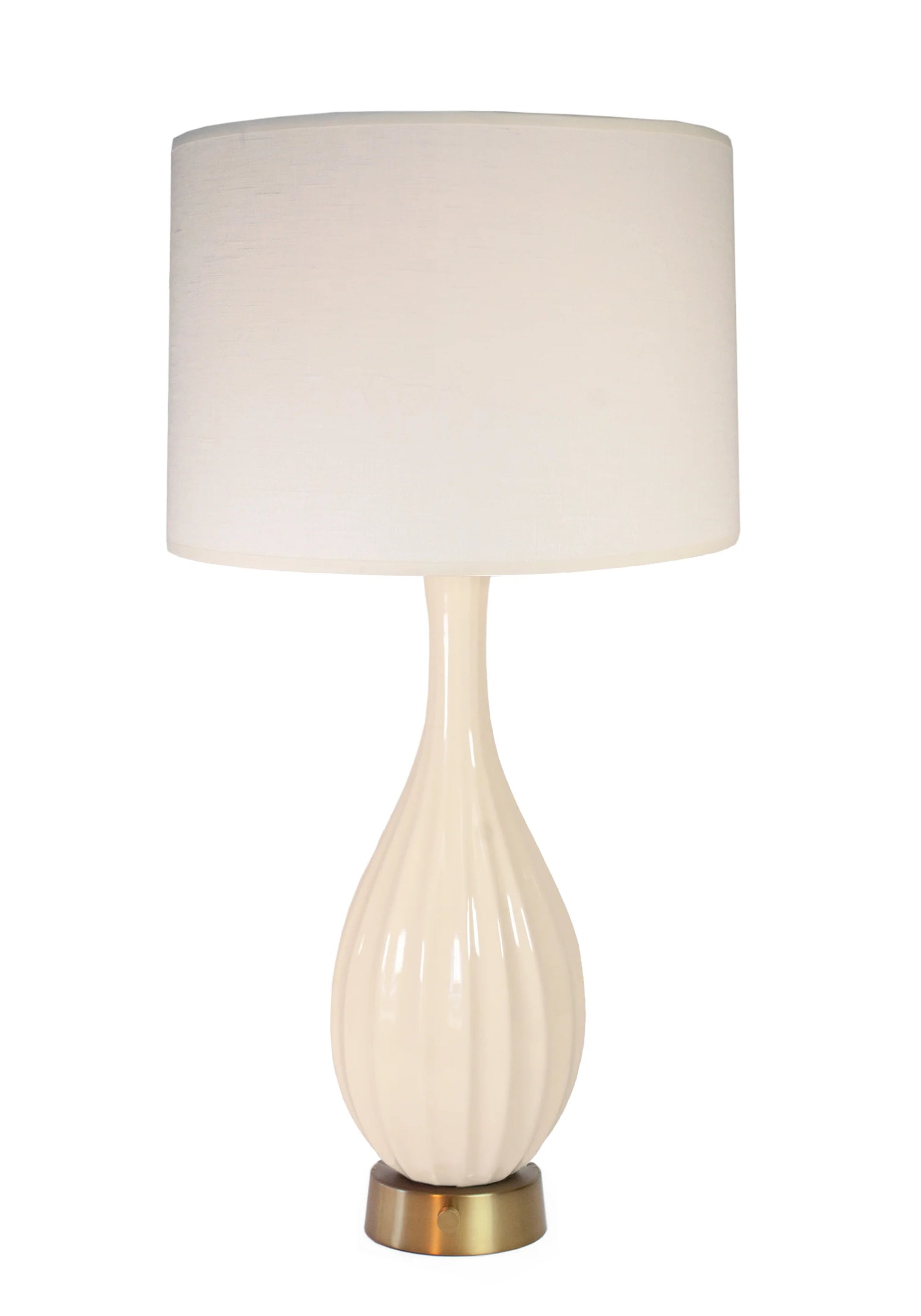 Ava Ivory Ceramic Cordless Table Lamp with Brass Mini Base by Modern Lantern