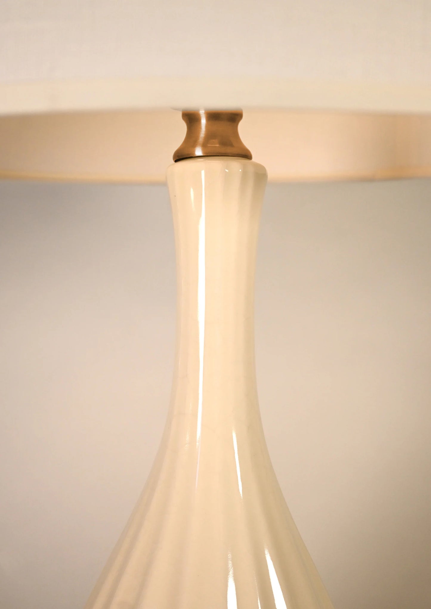 Modern Lantern Ava Ivory Ceramic Table Lamp - Brass Mini Base
