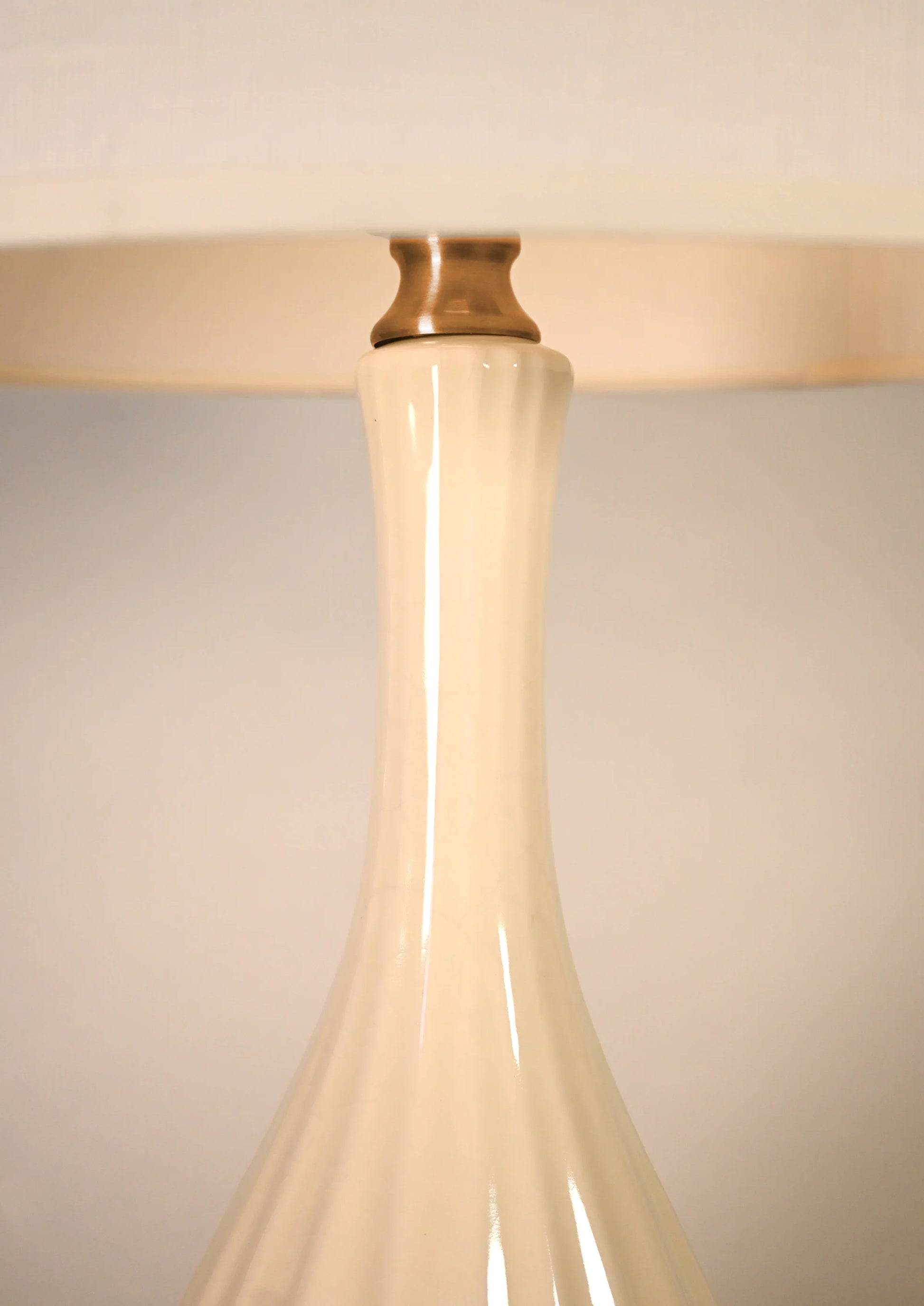 Modern Lantern Ava Ivory Ceramic Table Lamp - Brass Mini Base