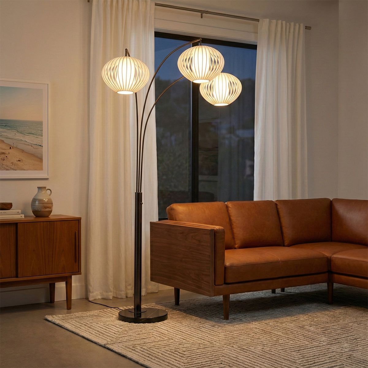 Bloom 3-Light Arc Floor Lamp by Nova of California – view 3