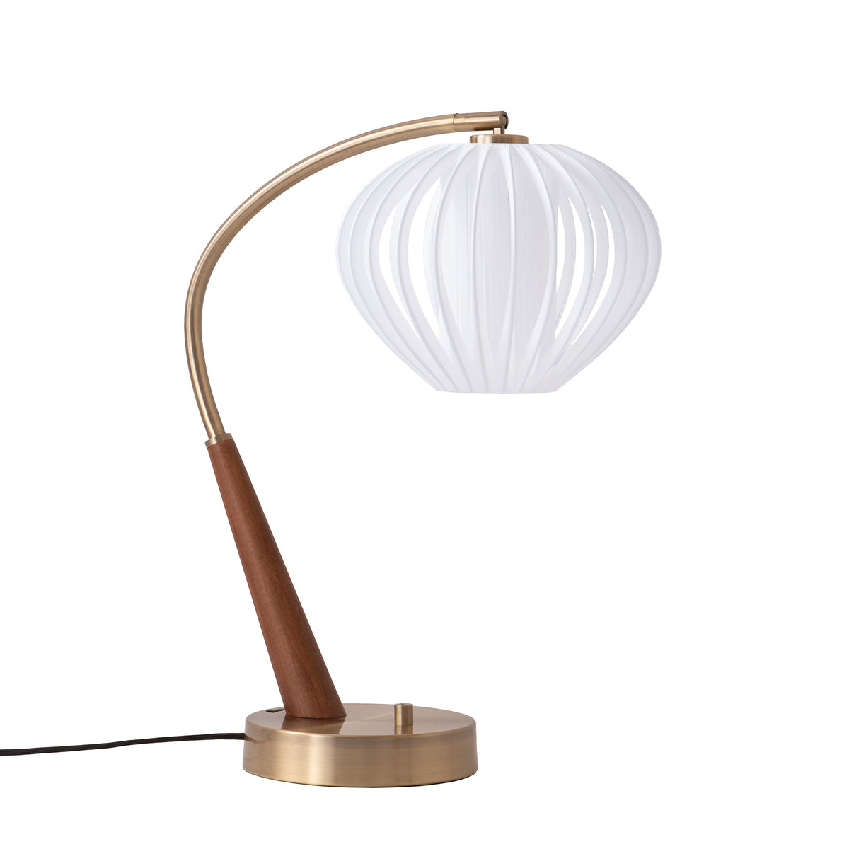 Bloom Boomerang Table Lamp by Nova of California, Dark Walnut/Weathered Brass – view 1