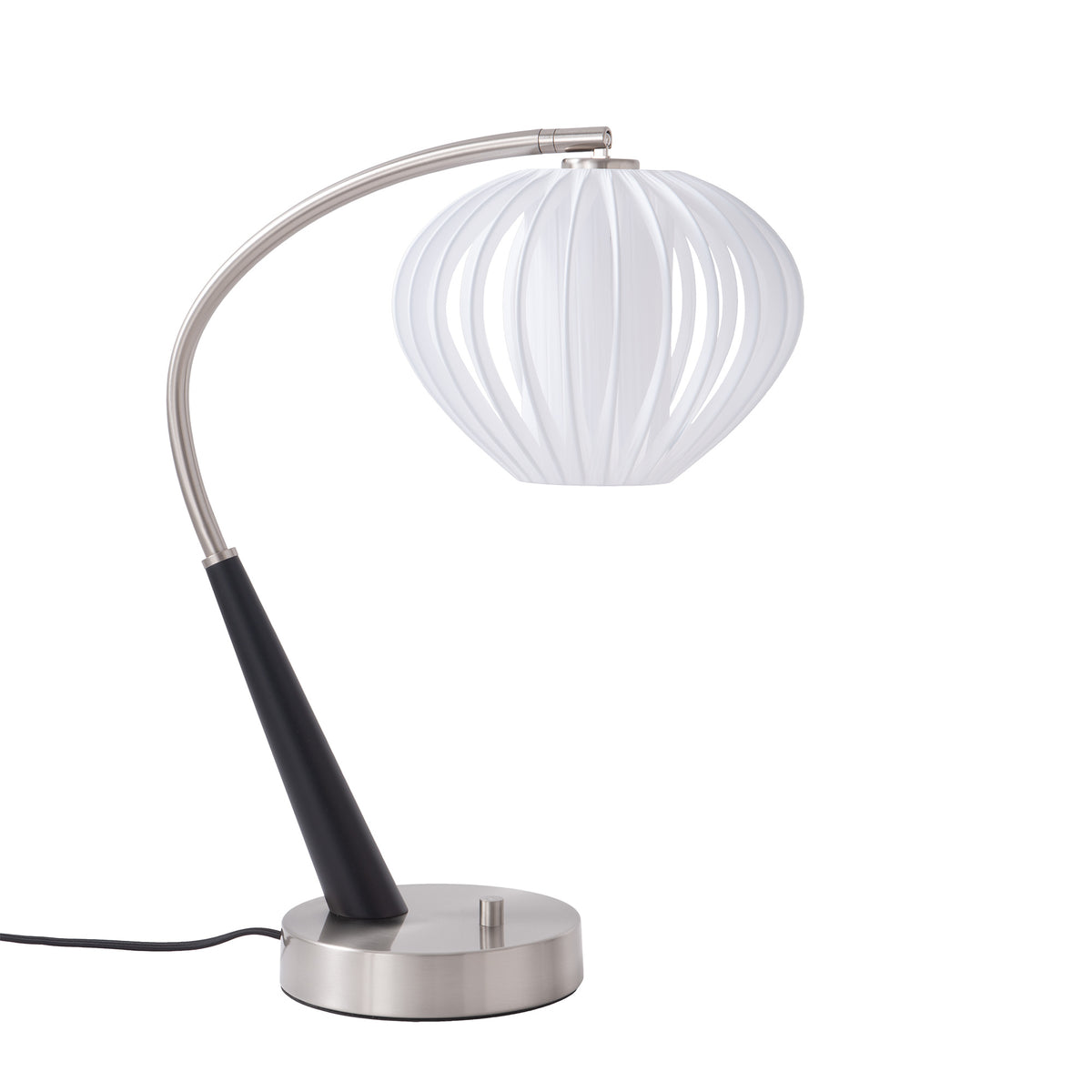 Bloom Boomerang Table Lamp by Nova of California, Black Oak/Satin Nickel – view 8