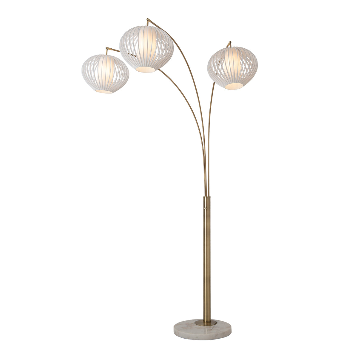 Bloom 3-Light Arc Floor Lamp by Nova of California, brushed-brass – view 1