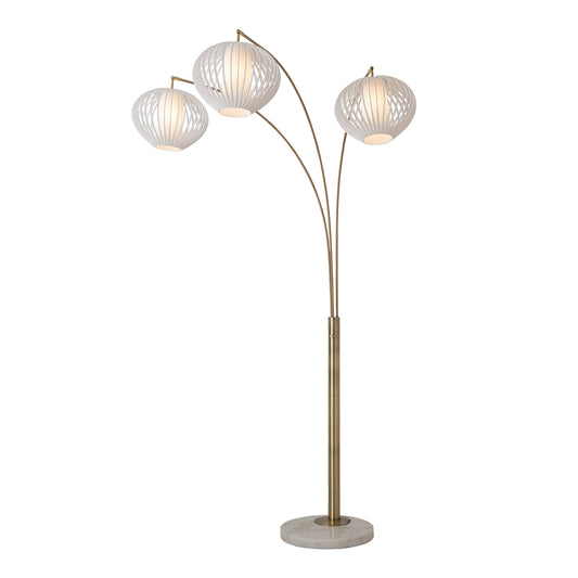 Bloom 3-Light Arc Floor Lamp by Nova of California, brushed-brass – view 1