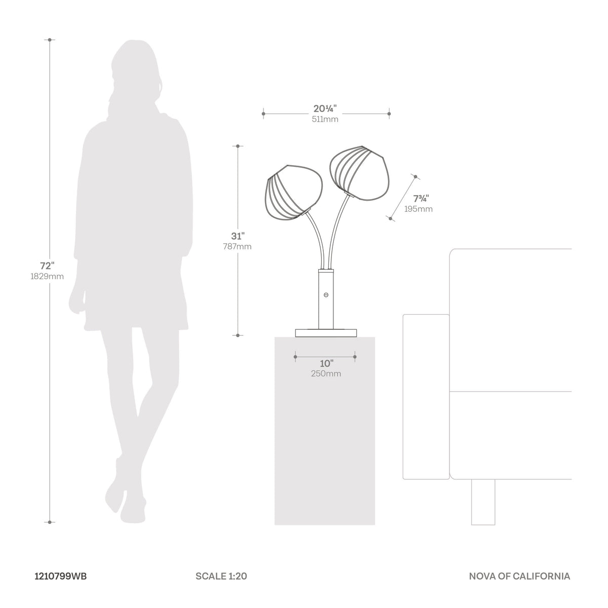 Bloom 2-Light Table Lamp by Nova of California – view 8