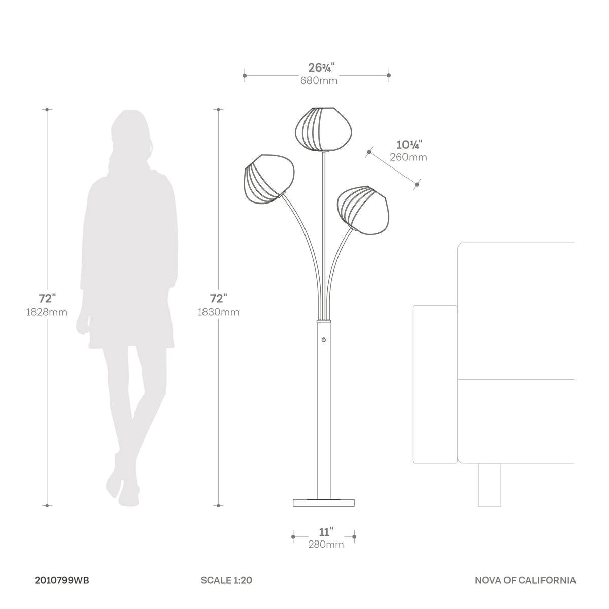 Bloom 3-Light Floor Lamp by Nova of California – view 15