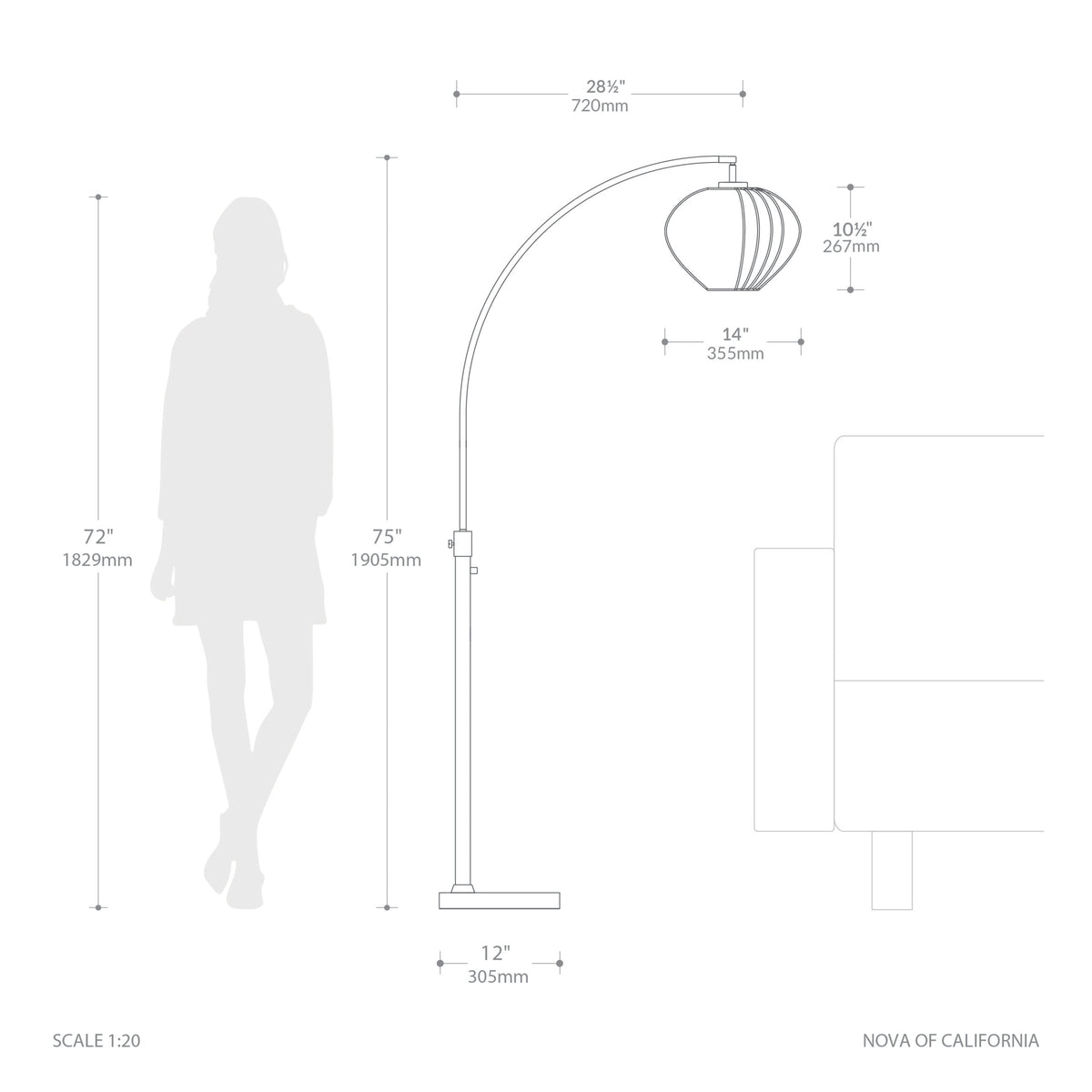 Bloom 75"H Chairside Arc Lamp by Nova of California – view 8