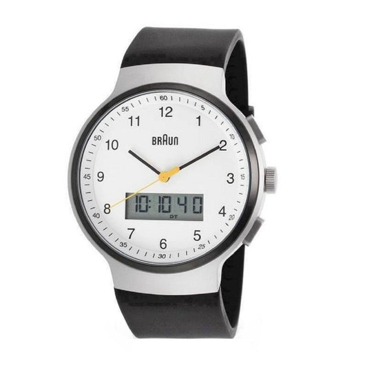 Braun BN0159 Classic Ana-Digi Watch, White Dial, Black Strap (photo 1 of 1)