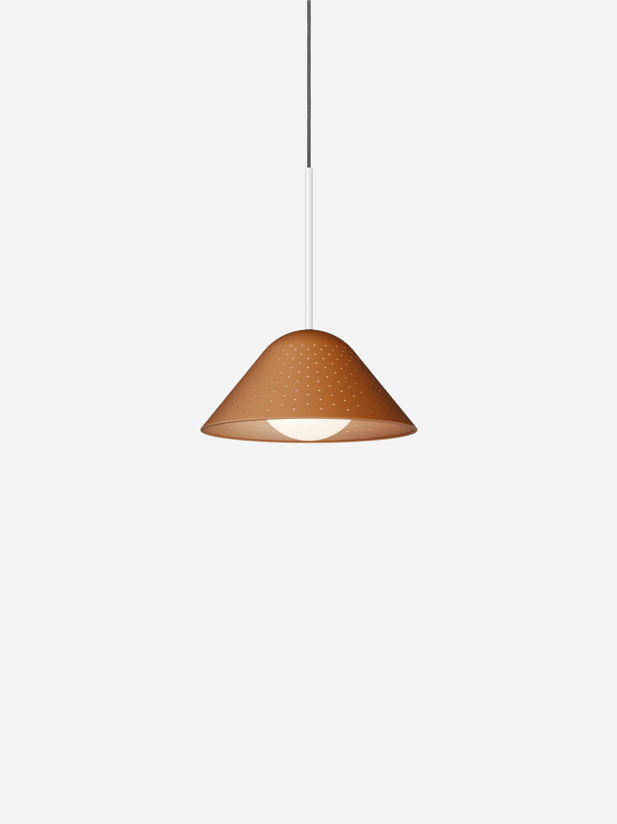 Pablo Designs Bola Bell pendant – 12" Clay shade, Matte White stem
