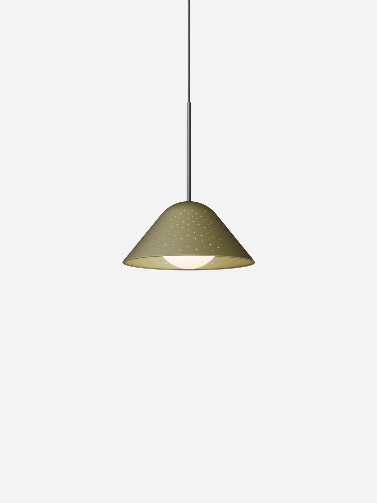 Pablo Designs Bola Bell pendant – 12" Moss shade, Chrome stem