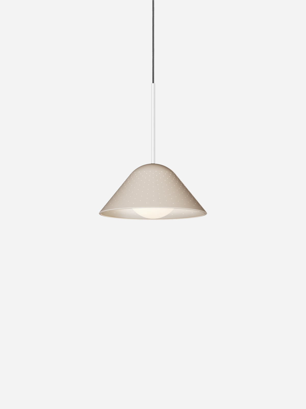 Pablo Designs Bola Bell pendant – 12" Sand shade, Matte White stem