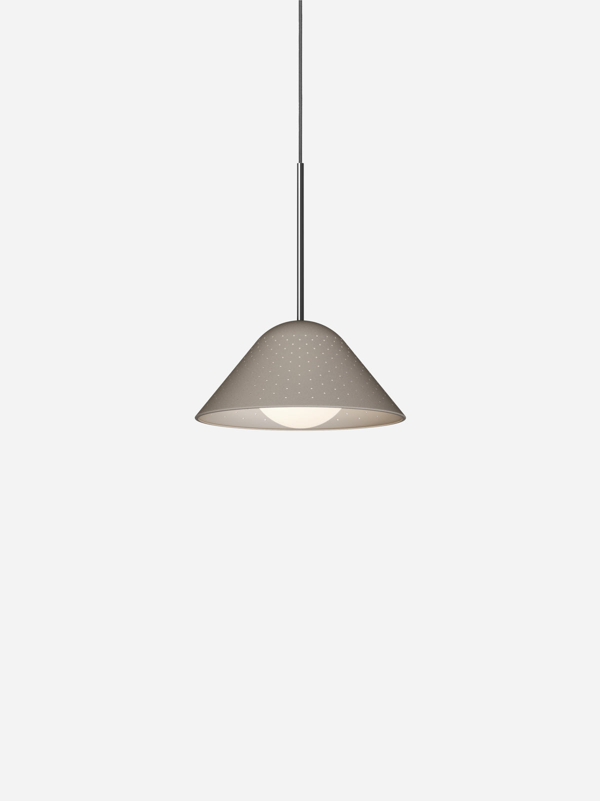 Pablo Designs Bola Bell pendant – 12" Taupe shade, Chrome stem