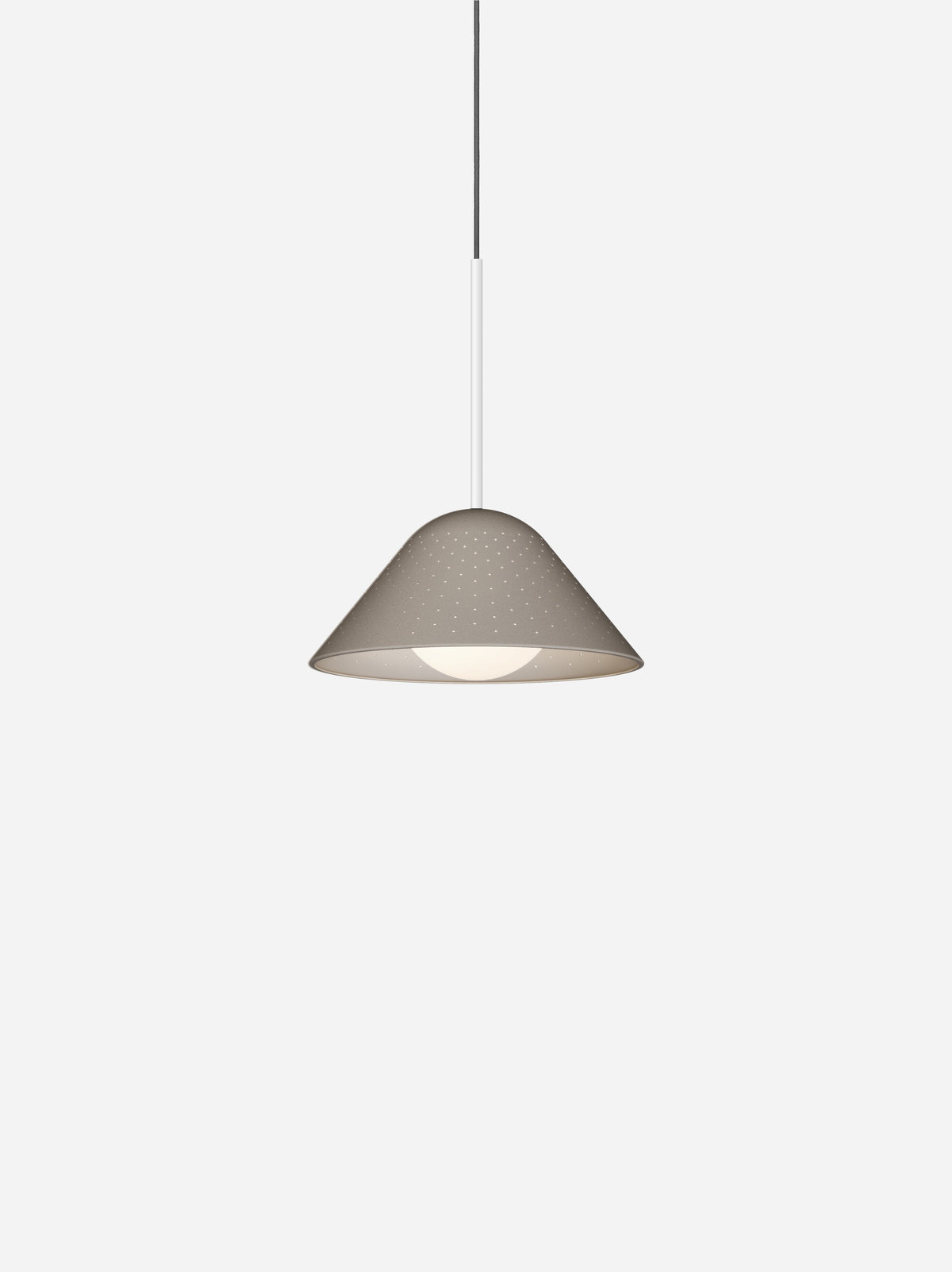 Pablo Designs Bola Bell pendant – 12" Taupe shade, Matte White stem