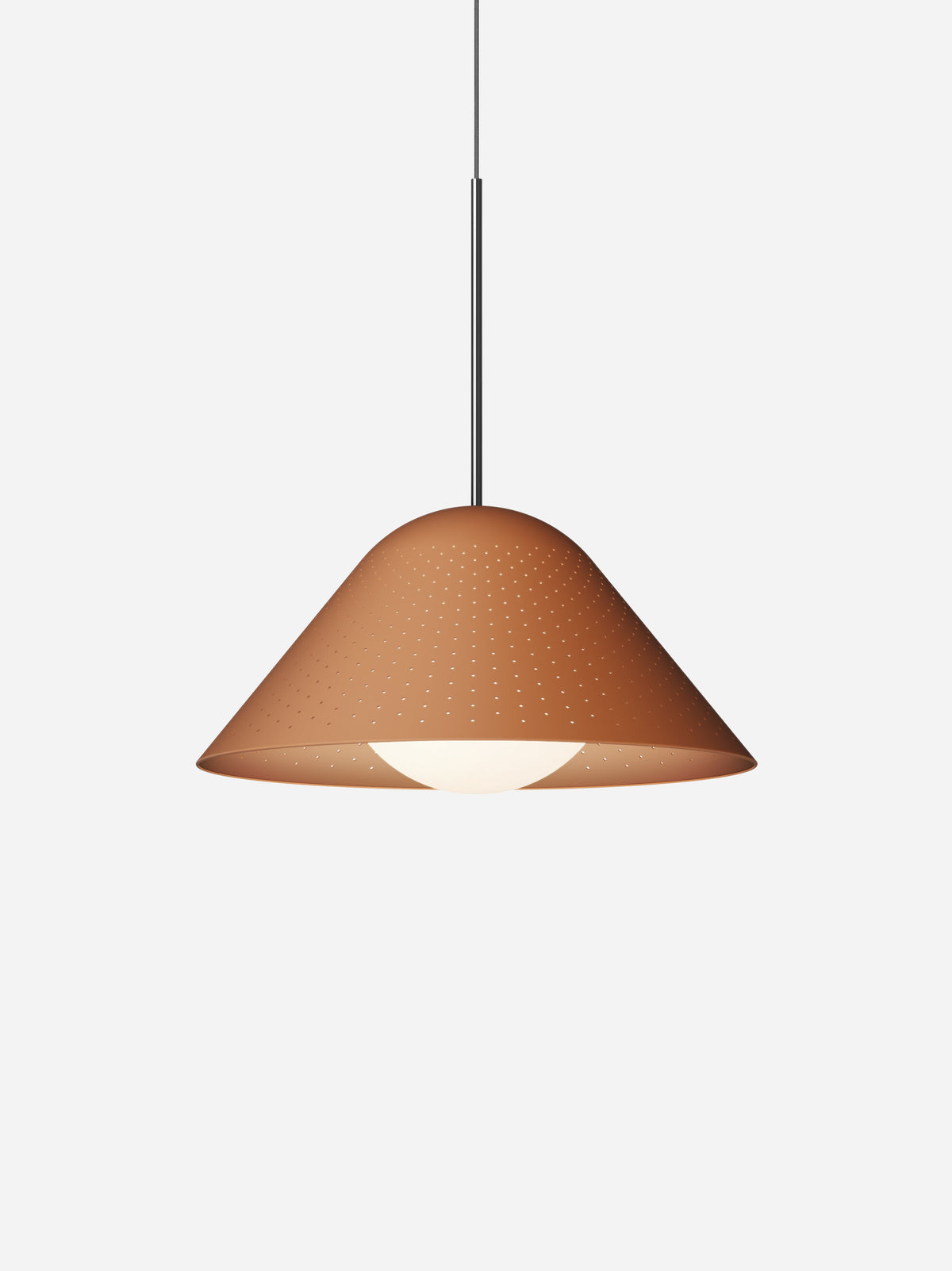 Pablo Designs Bola Bell pendant – 20" Clay shade, Chrome stem