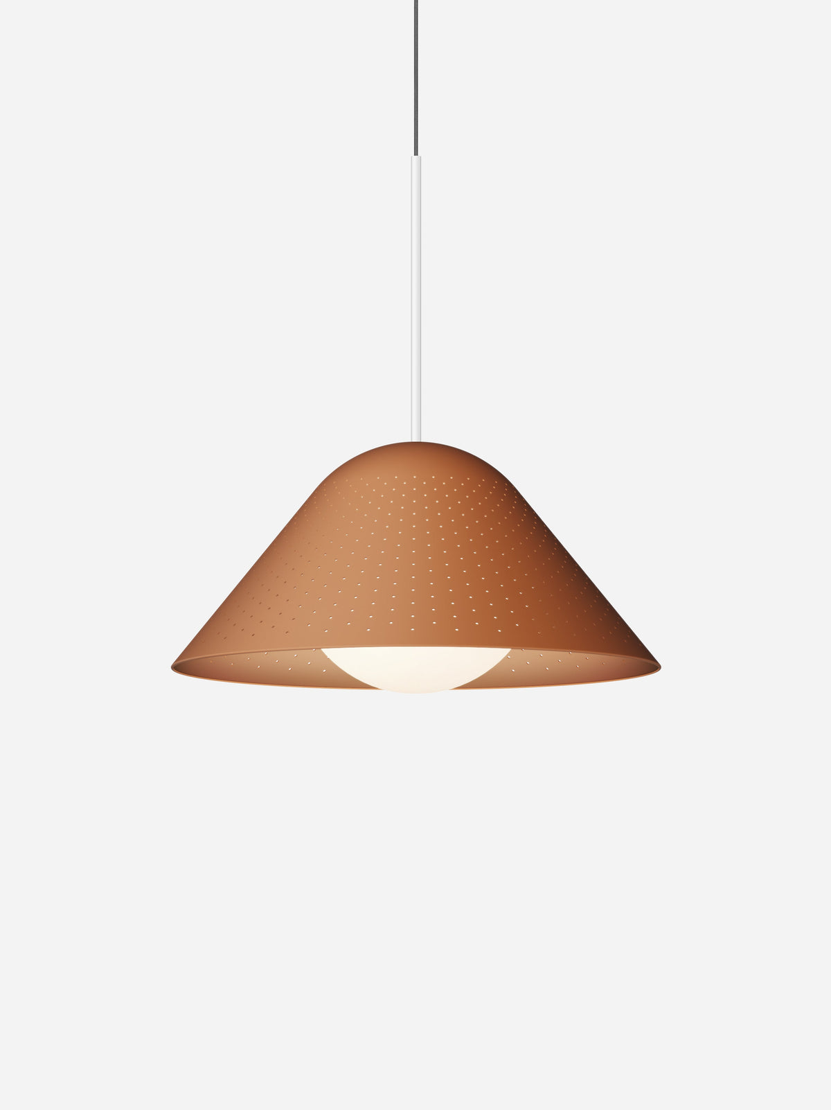 Pablo Designs Bola Bell pendant – 20" Clay shade, Matte White stem