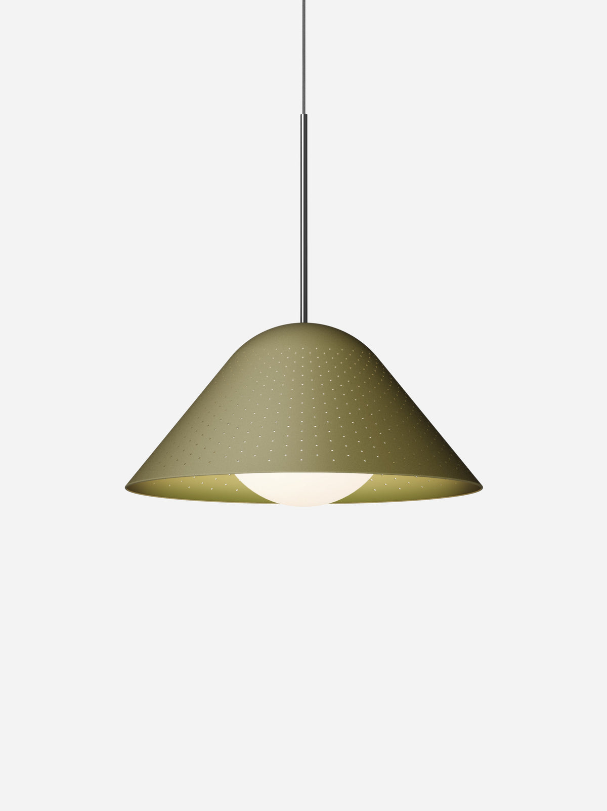 Pablo Designs Bola Bell pendant – 20" Moss shade, Chrome stem