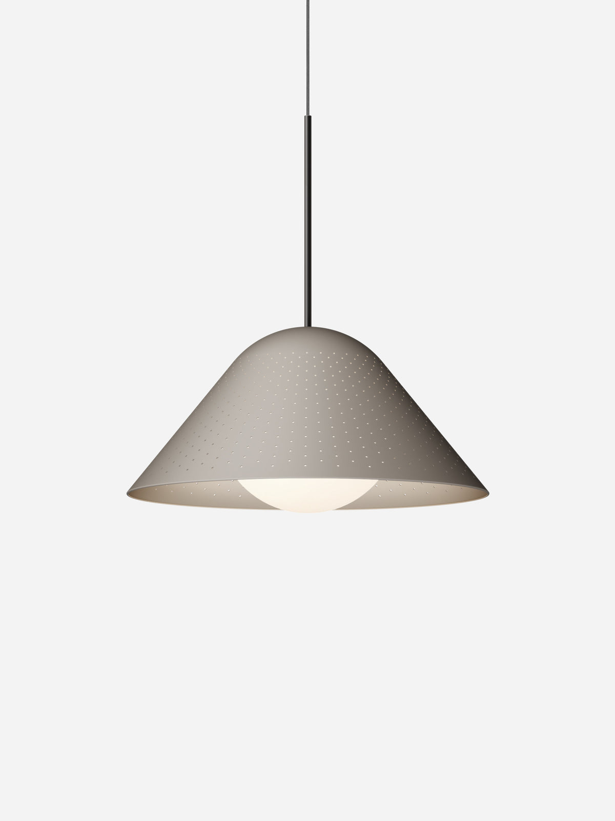 Pablo Designs Bola Bell pendant – 20" Taupe shade, Matte Black stem