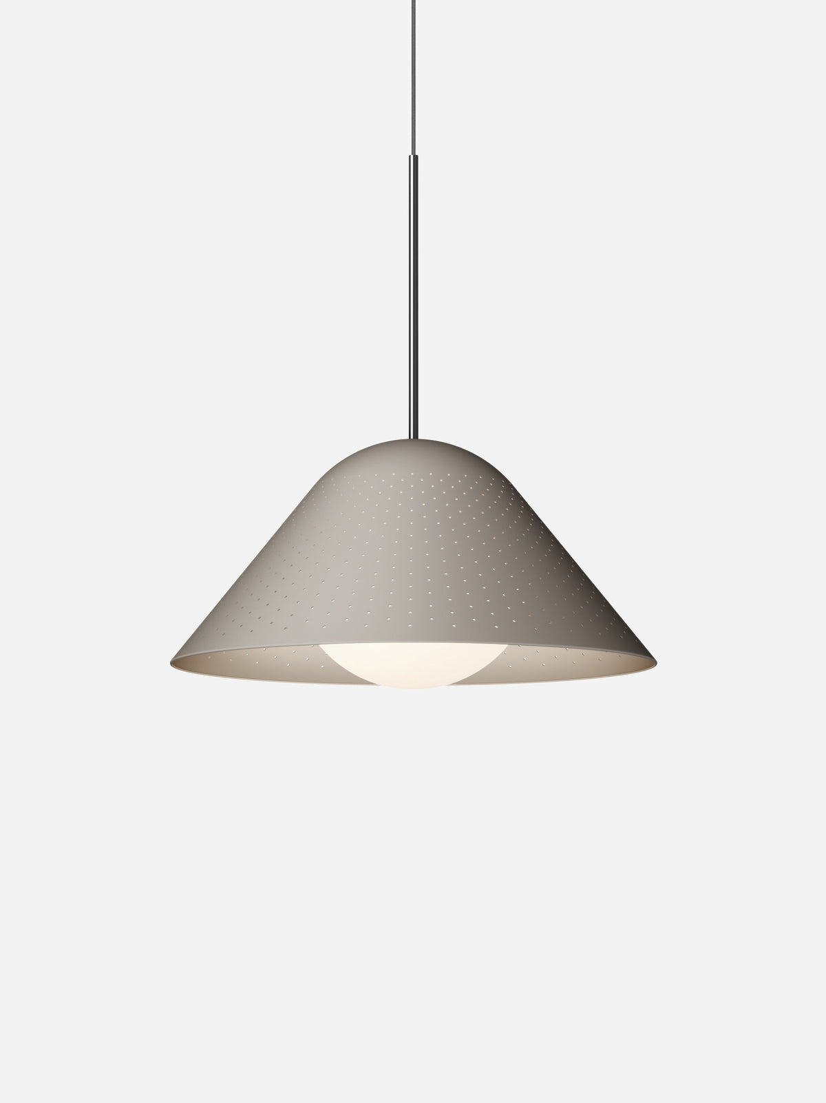 Pablo Designs Bola Bell pendant – 20" Taupe shade, Chrome stem